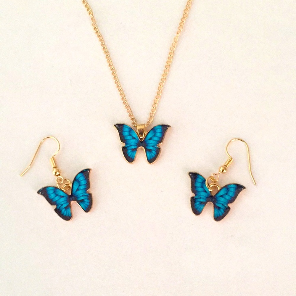 🍏50% OFF/3+... Butterfly Necklace/Earrings Set